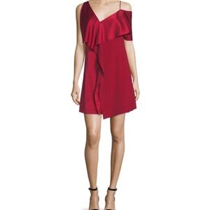 Diane von Furstenberg Asymmetric Sleeve Red Dress